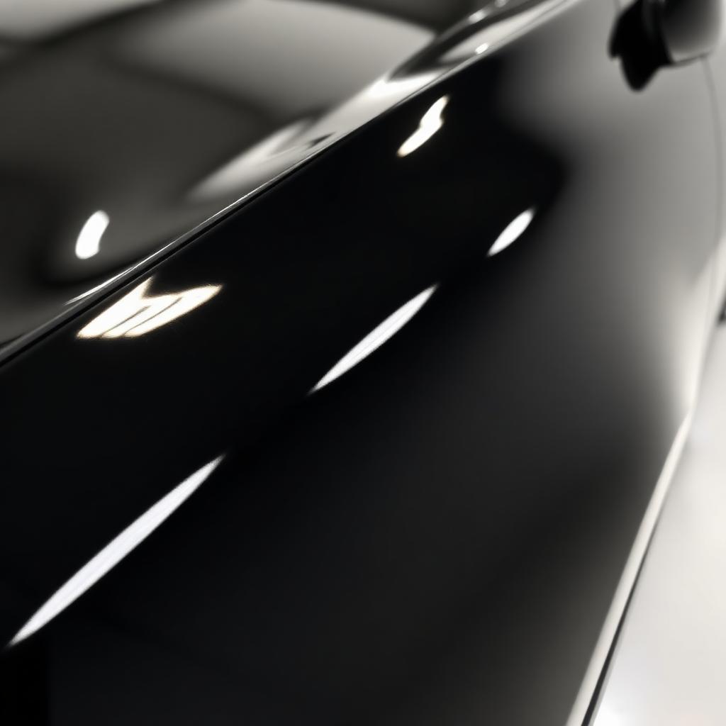 Glossy car paint after professional polishing